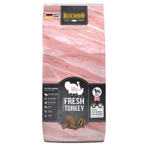 Dog food bag with turkey flavor