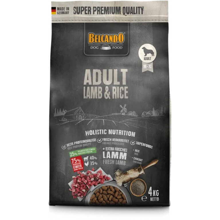 Dog food bag with lamb and rice